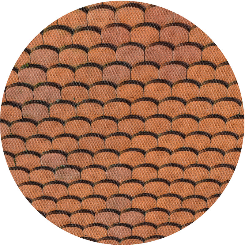 Tapis de zone orange à motif, Rond 3 pi