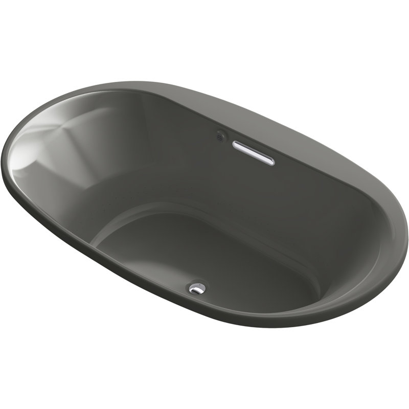 Underscore Oval 72-In X 42-In Heated Bubblemassage Air Bath with Center Drain, Thunder Gray