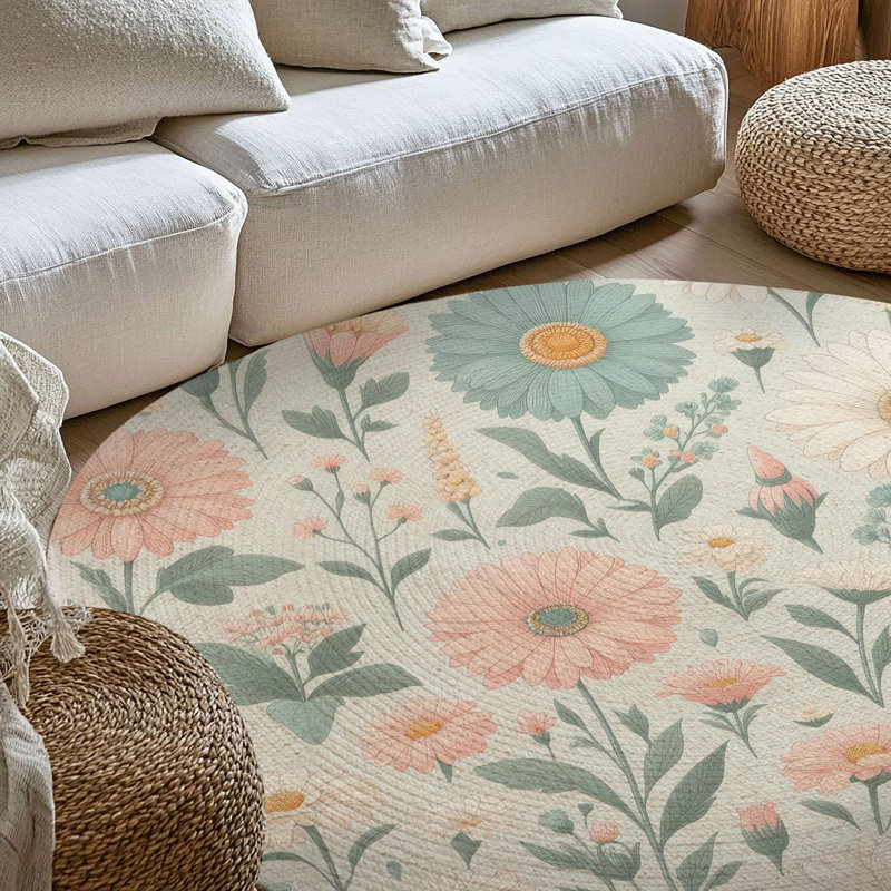 Tapis tressé Petal Paradise, Rond 5 pi