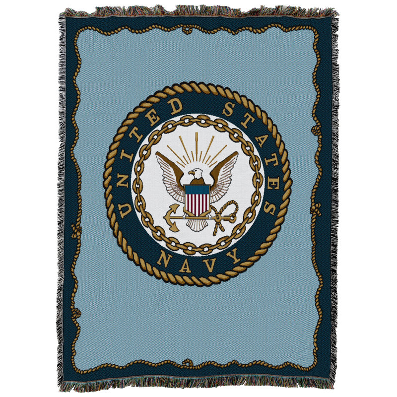 Jeté en coton Pure Country Weavers, Emblème bleu marine