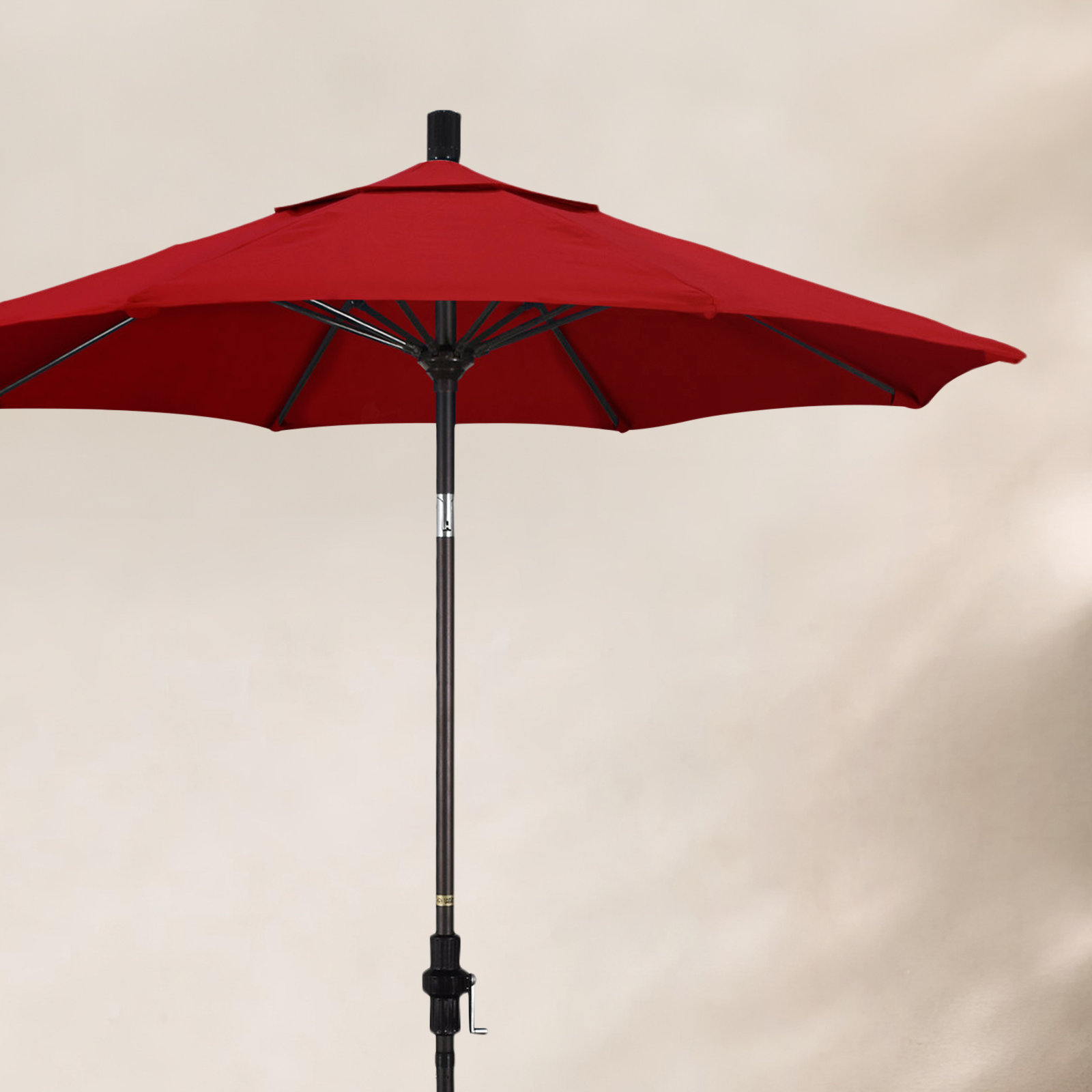 Brent 7.5' Sunbrella® Umbrella, Silver, Canvas Jockey Red Sunbrella® Canvas
