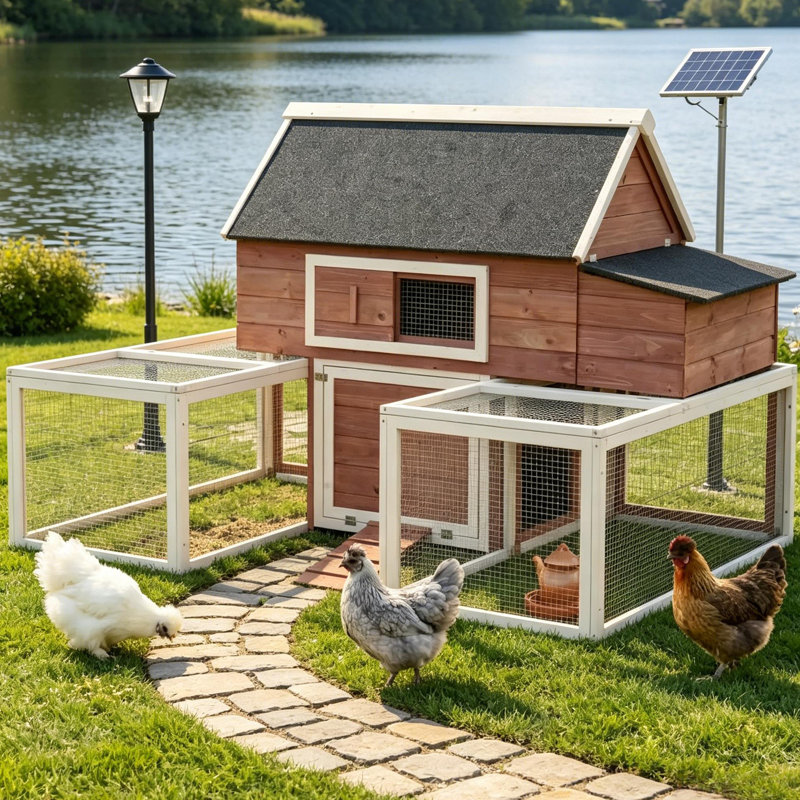 Poulailler en bois, cage à poulets pour l'extérieur avec nichoir