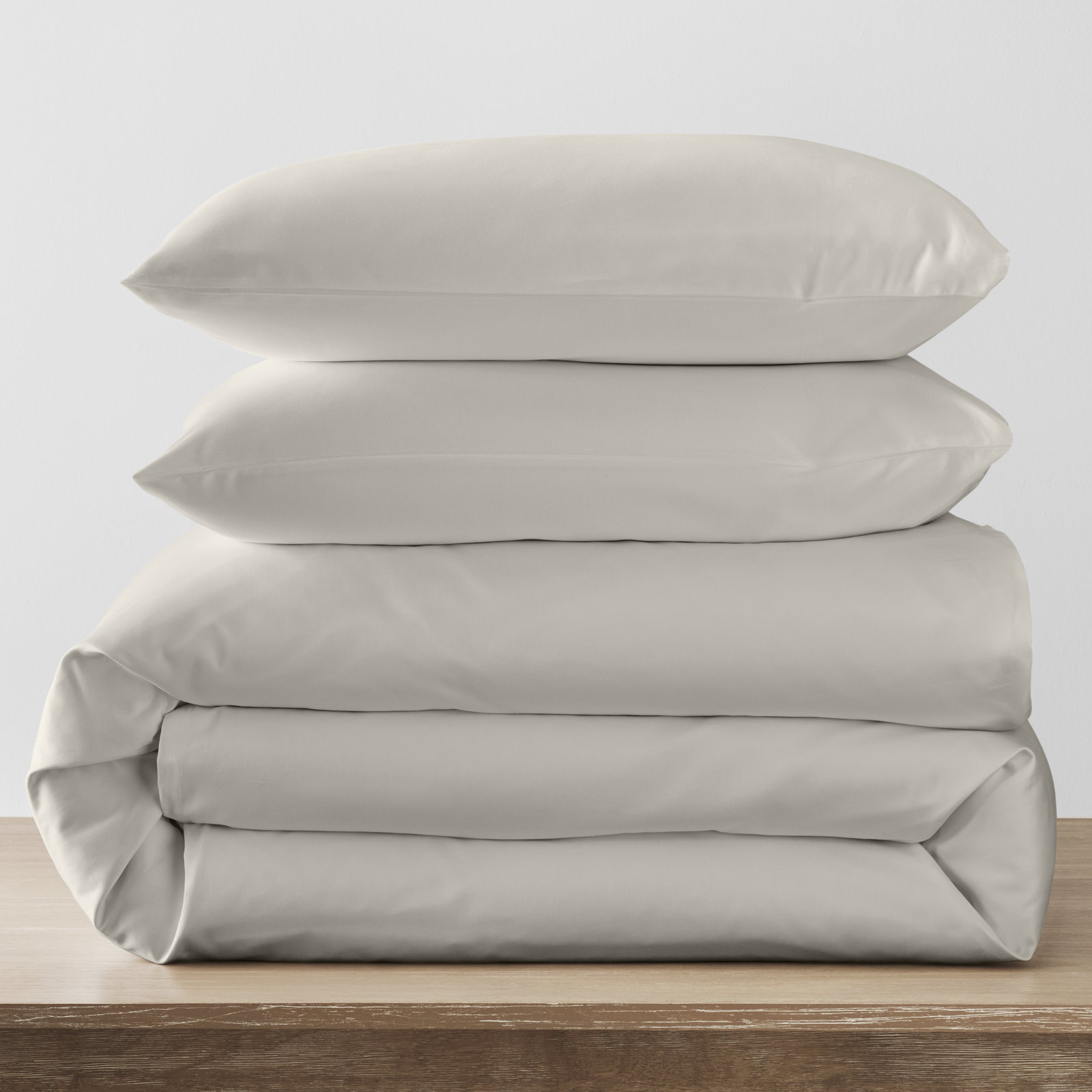 Danfield Cotton Sateen Duvet Cover Set, Ivory, Full / Queen Duvet Cover + 2 Pillow Shams