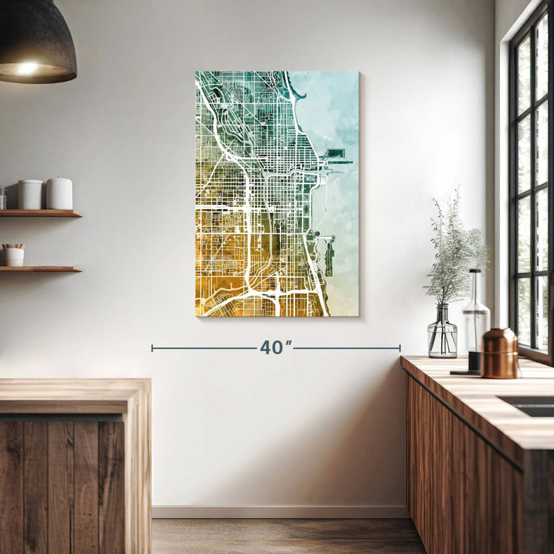 Chicago City Street Map VI, H 39 po x l 26 po
