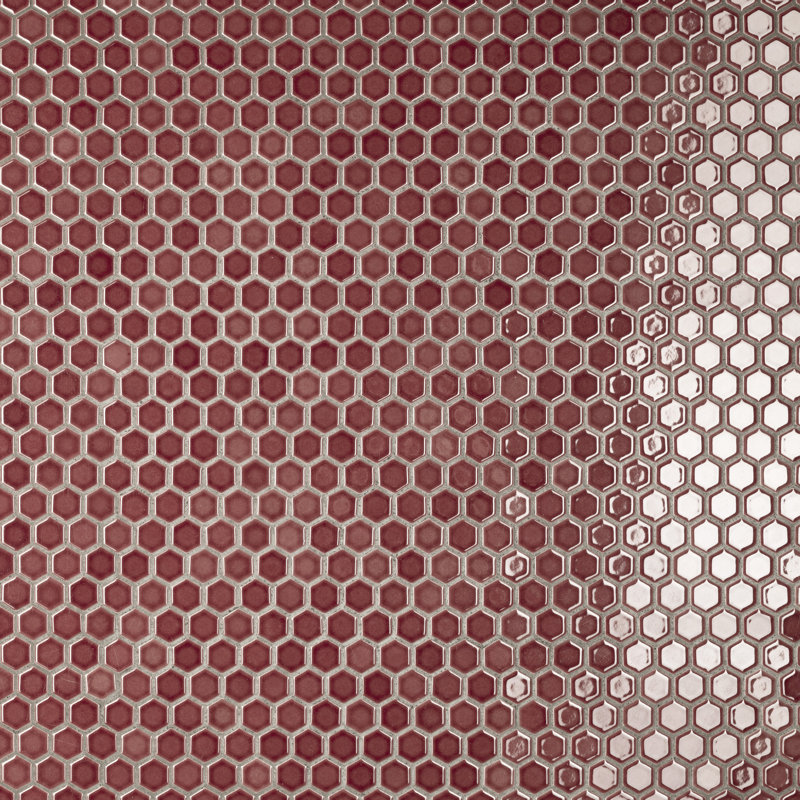 Carreau de mosaïque de plancher et de mur en porcelaine l 10 po 1/4 po x 11-7 / 8 po Tribeca, Rouge rouillé
