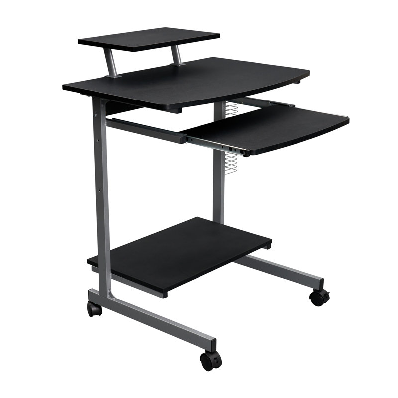 Chariot d'ordinateur compact avec rangement, graphite