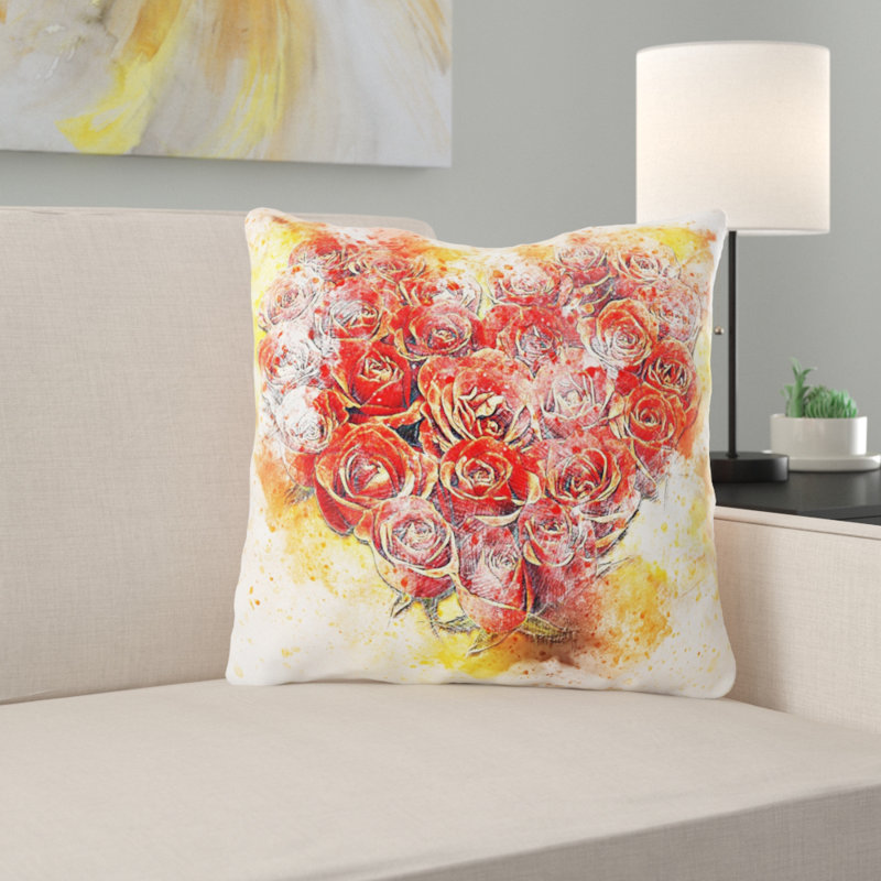 Coussin décoratif fleur Pitzer, Microsuède, Intérieur