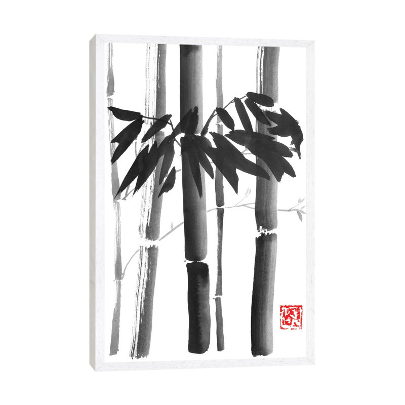 Bamboo Bouquet by Péchane - Painting on Canvas, White Framed, 66.04 cm H x 45.72 cm W