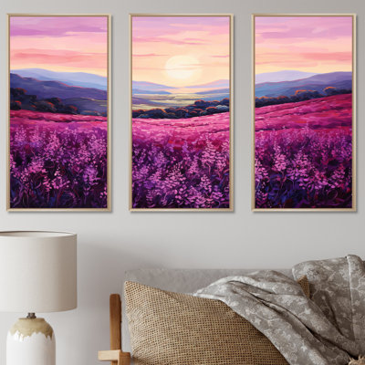 «Bloomed Flower Horizons At Sunset I», ensemble d'art mural sur toile fleur