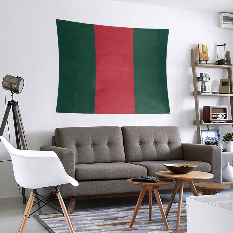 Tapisserie de polyester Minnesota, H 88 po x l 104 po, Vert forêt / rouge Iron Range / vert forêt