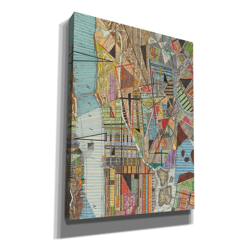 «Modern Map of New York I» par Nikki Galapon, art mural sur toile, H 16 po x l 12 po x P 0,75 po