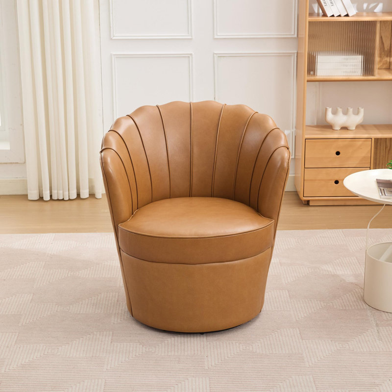 Chaise pivotante à 360 ° 1PC avec base en métal, Marron clair