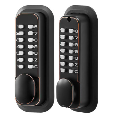 Mechanical Keyless Entry Door Lock, 2.0 Code Upgrade, 4-7 Digits Code, Double-Sided Push Button Combination Mechanical Keypad Door Knob, Auto Locking, Oil-Rubbed Bronze, Designed for Indoor or Outdoor