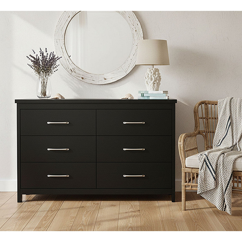 Commode basse 6 tiroirs Selena Slide Logic, Noir, noir, noir, noir
