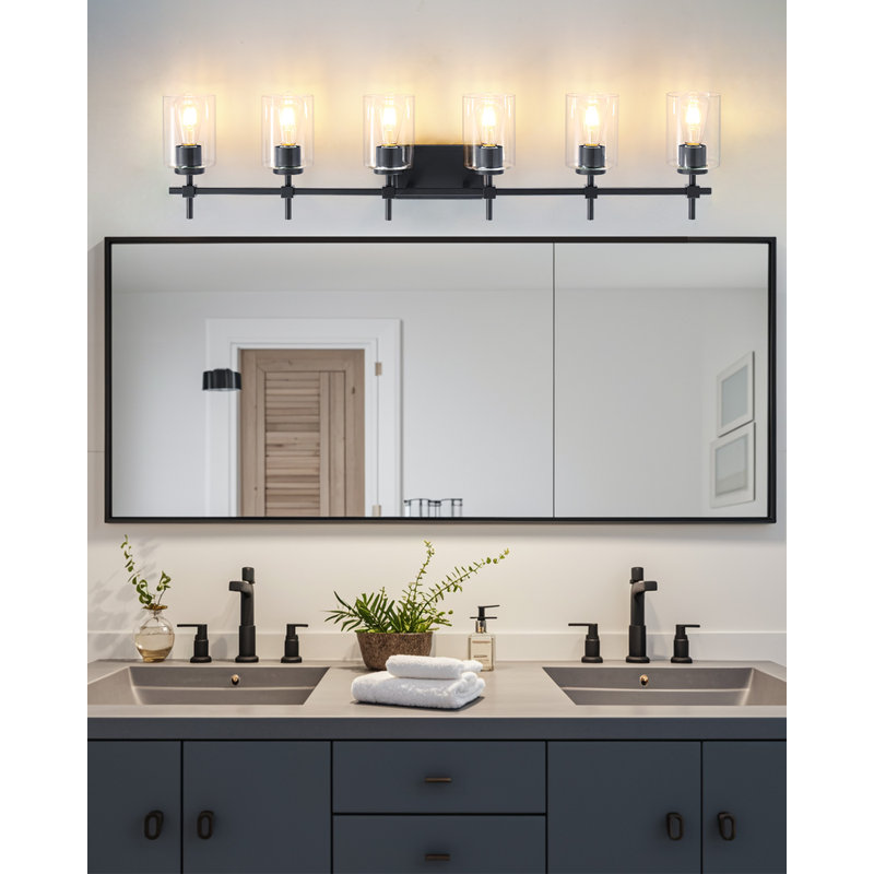 Aviara Lights Dimmable Bathroom Vanity Light Modern Wall Sconce Shade, Matte Black, Glass