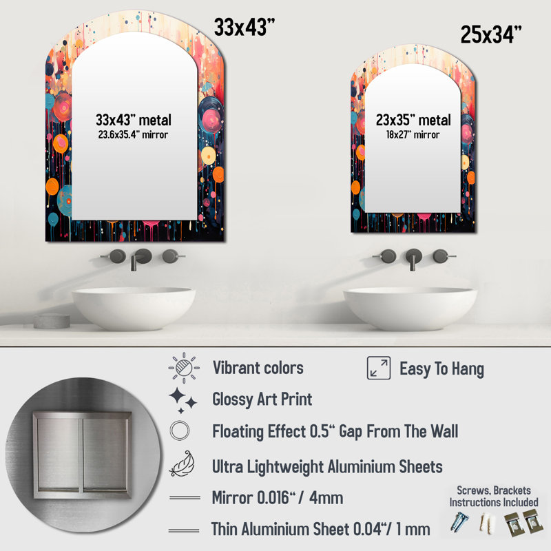 Lolotoe - Miroir tendance en métal, 34 po x 25 po