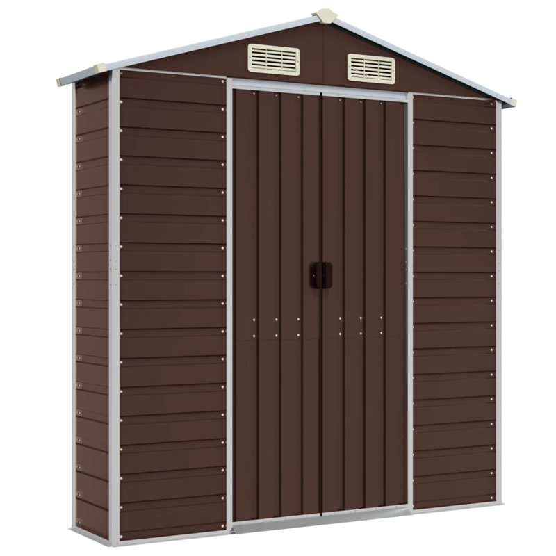 Brityn Garden Shed 191x640x198 cm Galvanised Steel, Brown