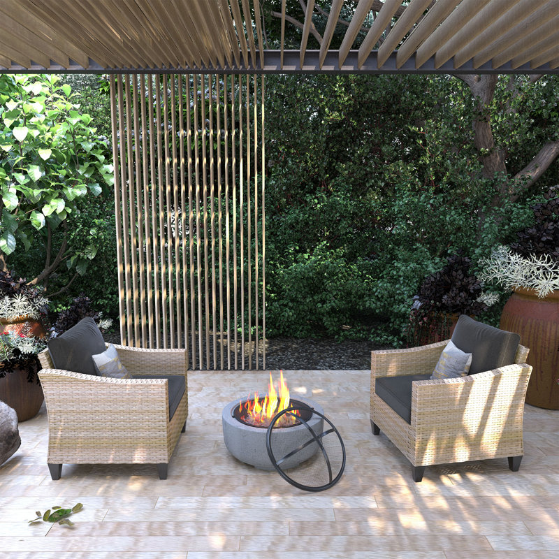 Wicker 2 - Person Patio Conversation Sets with Cushions, Black