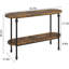 Console d'entrée de 110 cm avec rangement, table basse à 2 niveaux, structure en métal et MDF, brun rustique