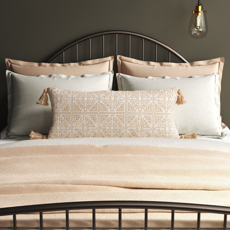 Chloe Block Print Cotton Reversible Throw Pillow, Down