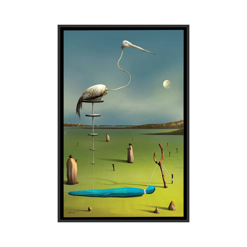 A Garça (The Crane) by Marcel Caram - Print on Canvas, 66.04 cm H x 45.72 cm W, Black Framed