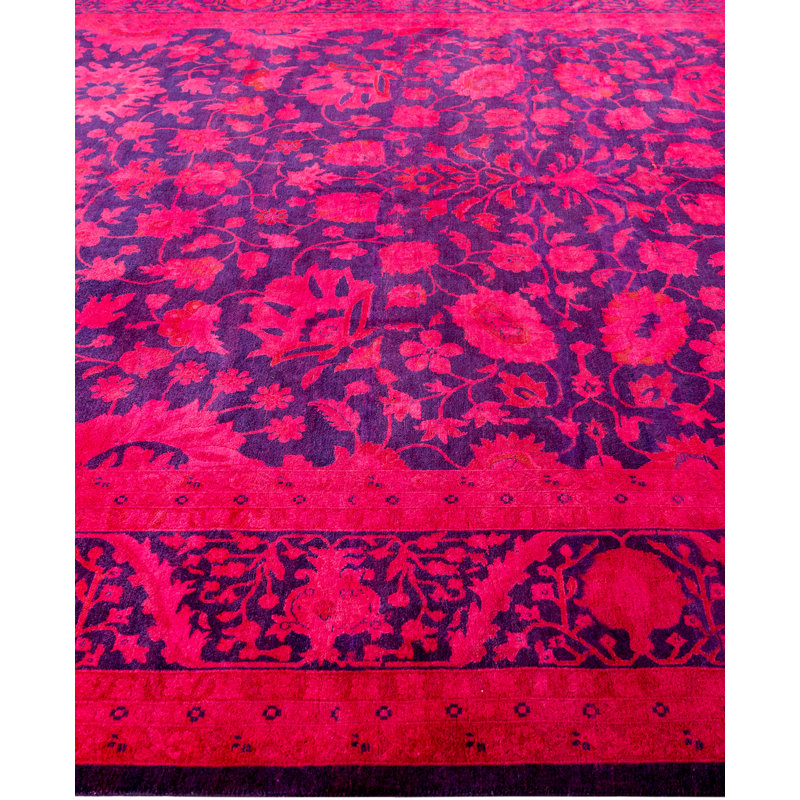 Overdyed Hand-Knotted Wool Modern-Contemporary Pink Area Rug 9' 2" x 11' 9"