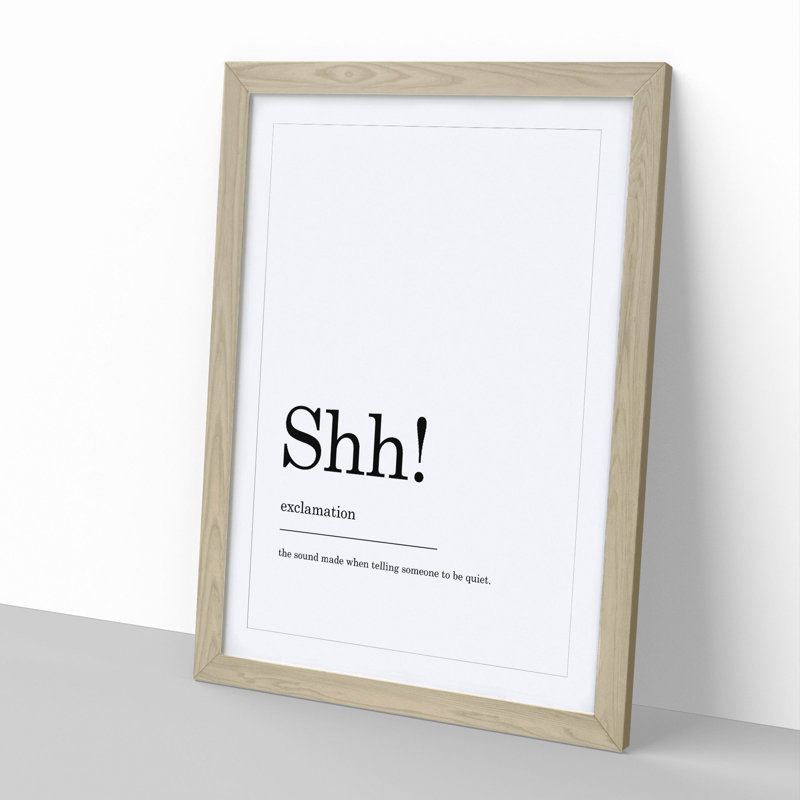 Definition of Shh - Picture Frame Typography, Oak, 90cm H x 65cm W x 2cm D