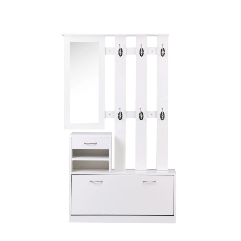Armoire de chambre à coucher fabriquée avec armoire à chaussures, étagère suspendue, rangement spacieux en miroir dans un style moderne