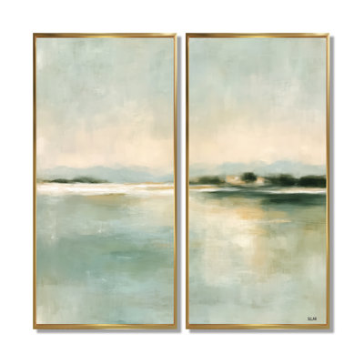 «Green Yellow Morning Dew Of Alice Lake - Vancouver Wall Art, Green Cityscape», ensemble de 2 impressions sur toile