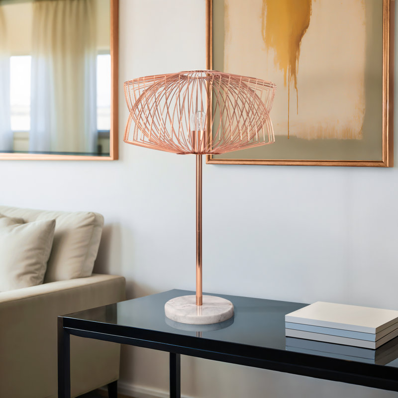 Lampe de table moderne en métal or rose 28 po - 18 po x 18 po x 28 po Rose Gold
