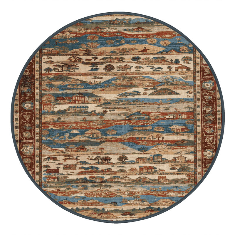 Tapis brun lavable à la machine, Rond 7 pi