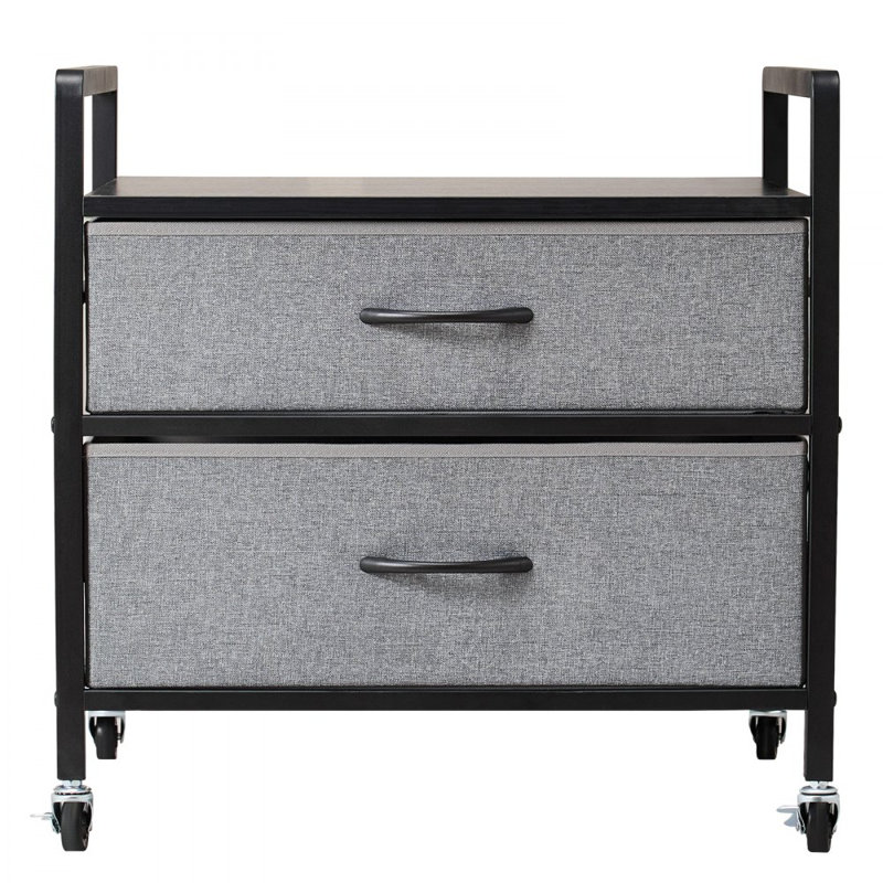 Mini Fridge Stand with Storage 176 lbs Mini Fridge Table 2 Drawers, Grey