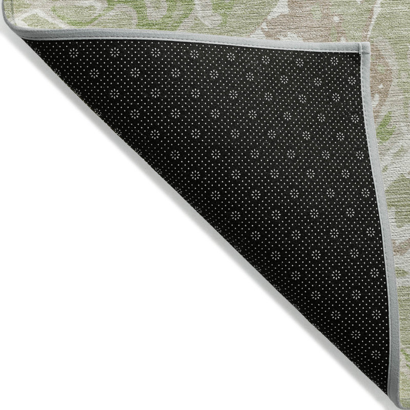 Aloe Green Abstract Flat Woven Washable Rug 2'6" x 3'10"