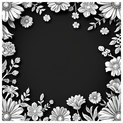 Édredon noir à bordure florale
