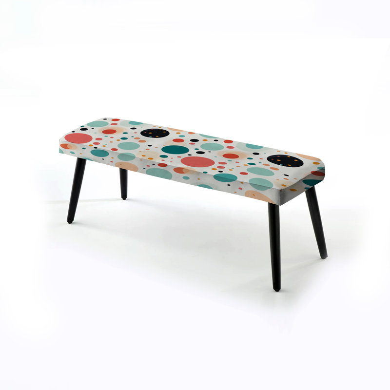 Banc noir rembourré à pois Turquoise