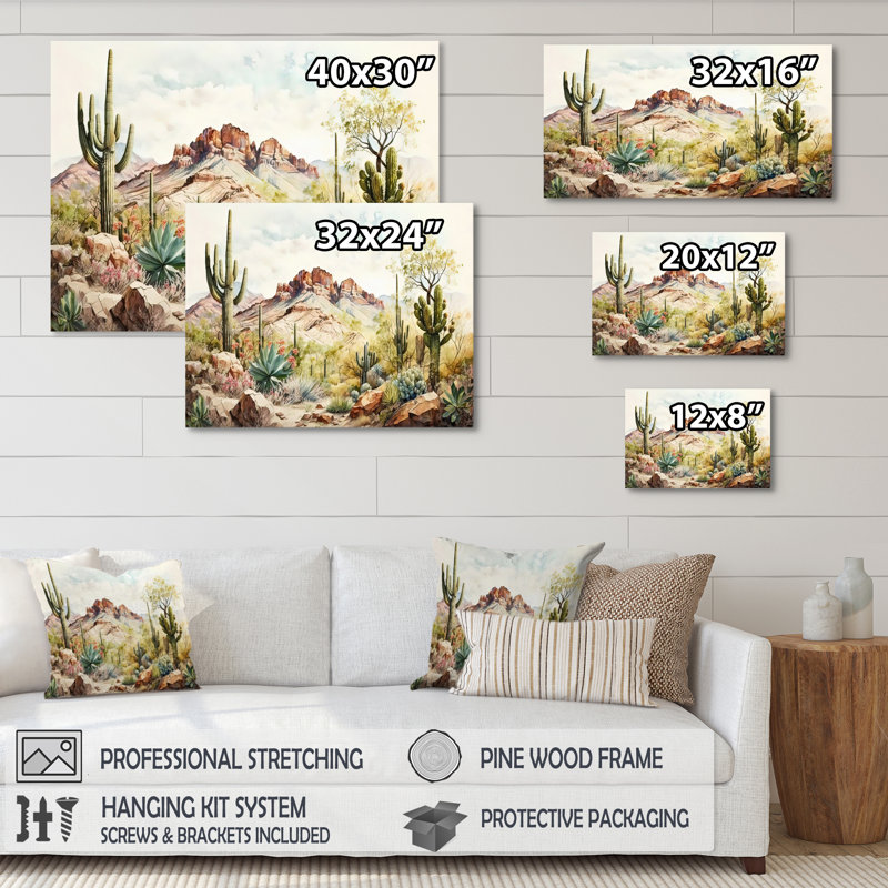 Arizona désert III - art mural occidental, H 24 po x l 32 po, Toile tendue, Sans cadre