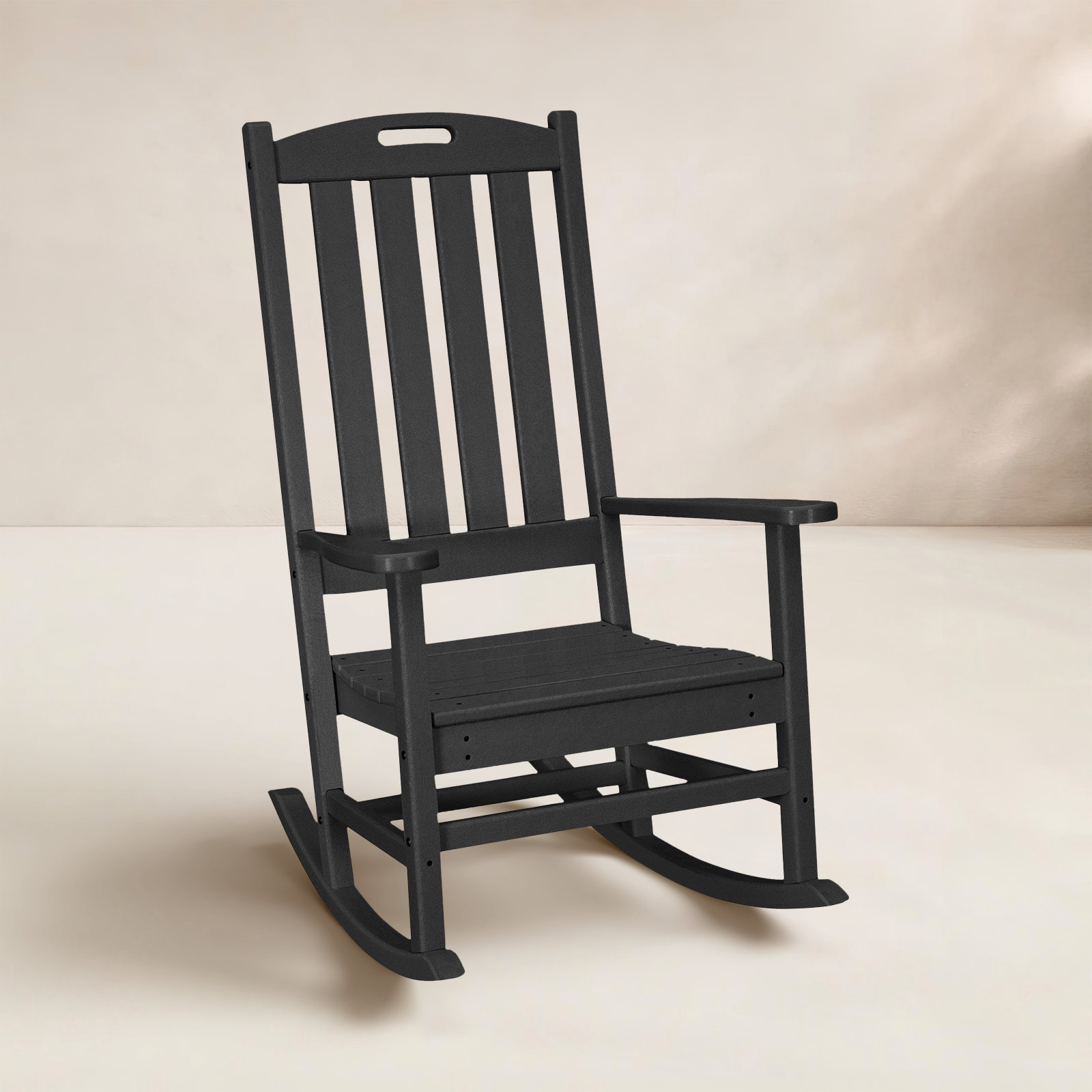 POLYWOOD® Nautical Patio Rocking Chair, Black