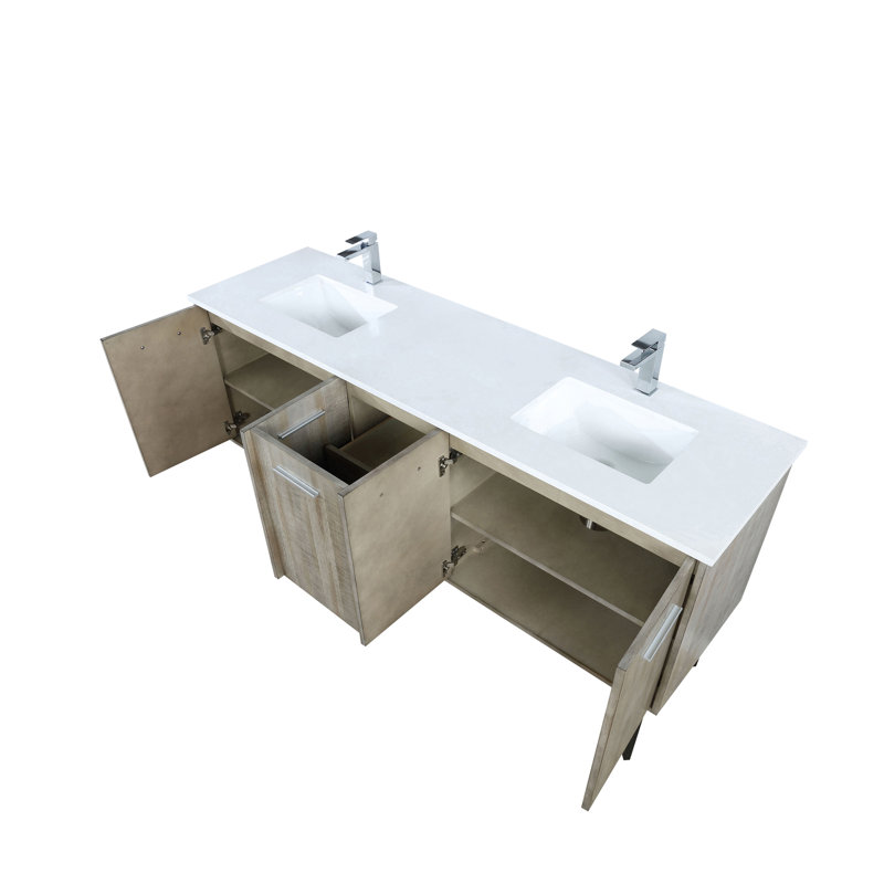 Lancy 72 in W x 20 in D Double Bath Vanity and Faucet Set, White Quartz