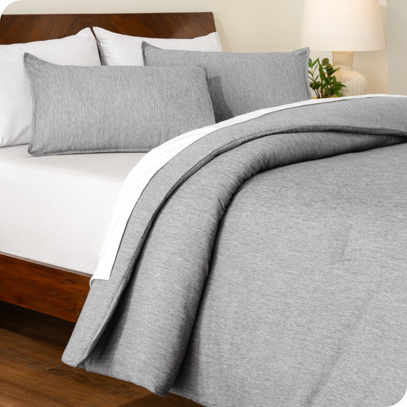 Bare Home Heathered Comforter Set - Ultra-Soft - Goose Down Alternative - All Season Warmth, Heather Pewter
