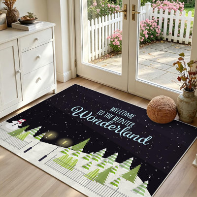 Tapis intérieur orange lavable à la machine, motif Parc, Forêt et Nuit d'hiver