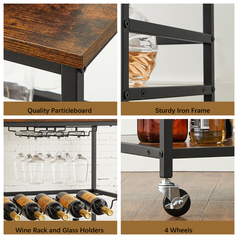 Padraic Metal Bar Cart
