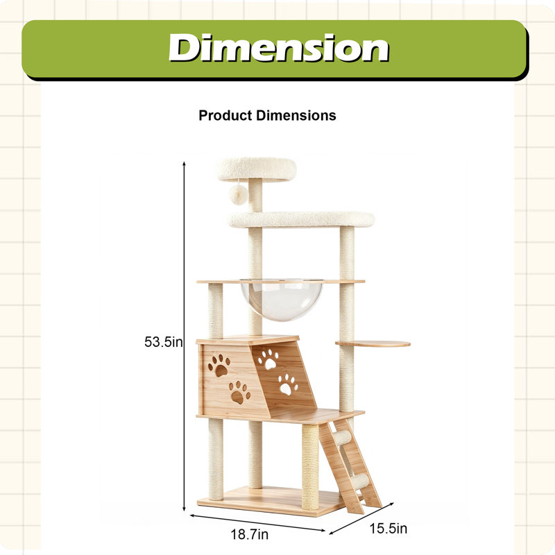 53.5 " H Cat Scratching Post and Cat Hammock