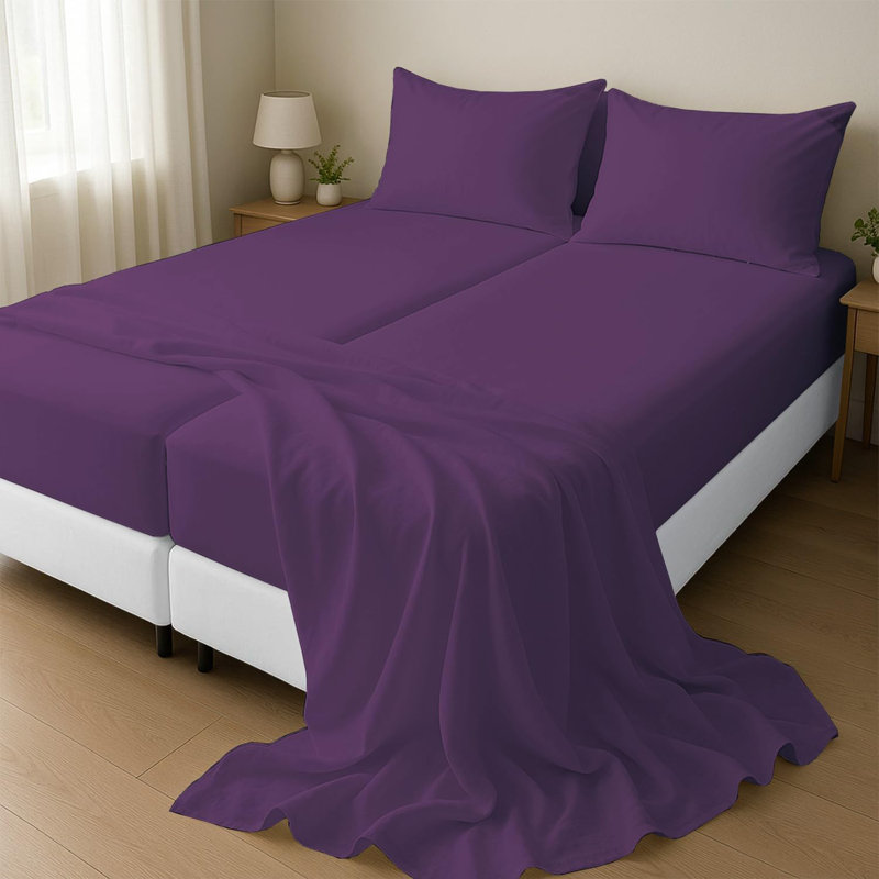 Split King Sheets for Adjustable Beds 5-Piece Split King Sheet Set, 800 Thread Count 100% Egyptian Cotton,21" Deep Pocket Adjustable Bed Sheets, Plum Solid