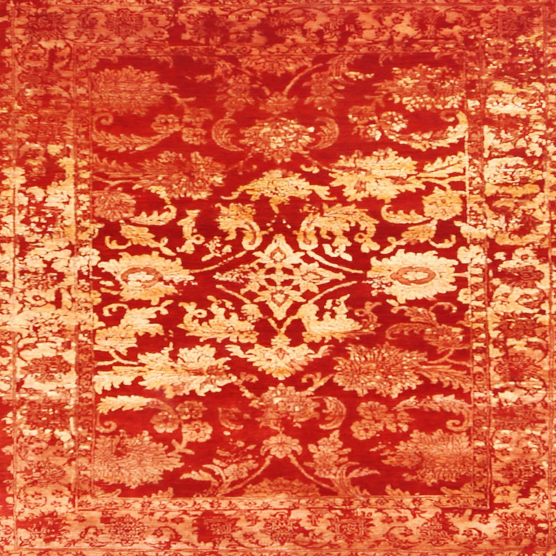 Tapis contemporain rouge / jaune Nia, Carré 4 pi