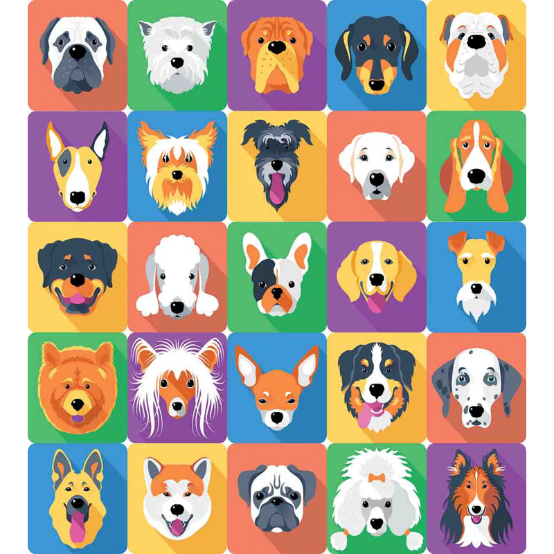 Colorful Dog Print Twin Duvet Cover Set