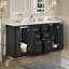 Ensemble de meuble-lavabo 60 po avec lavabo en céramique (séparé), armoire de rangement en bois massif, ensemble de meuble-lavabo autoportant avec tiroirs et portes à fermeture douce-365420824