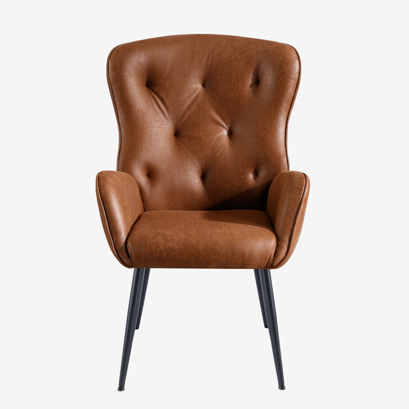 Fauteuil à oreilles Jolyssa, Similicuir brun