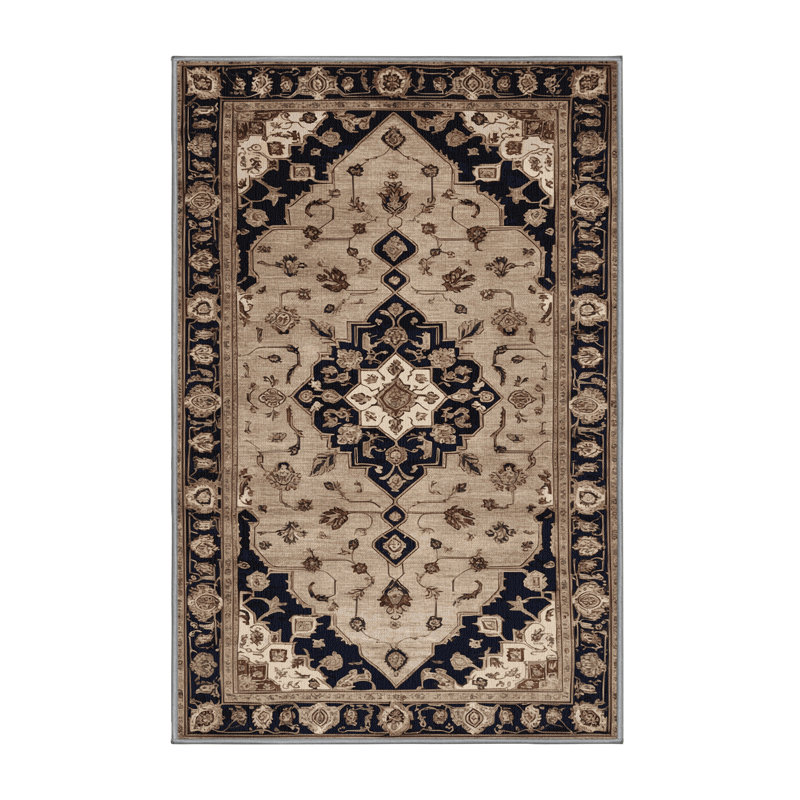 Tapis persan gris lavable à la machine, Rectangulaire 2 pi x 3 pi