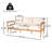 Terassi Outdoor Acacia Wood 3 Seater Sofa, Light Teak Finish With Beige Cushion