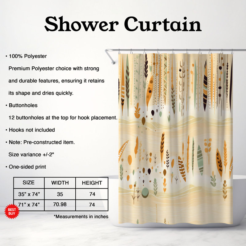 Rideau de douche Boho Serenity - Premium, H 74 po x l 71 po